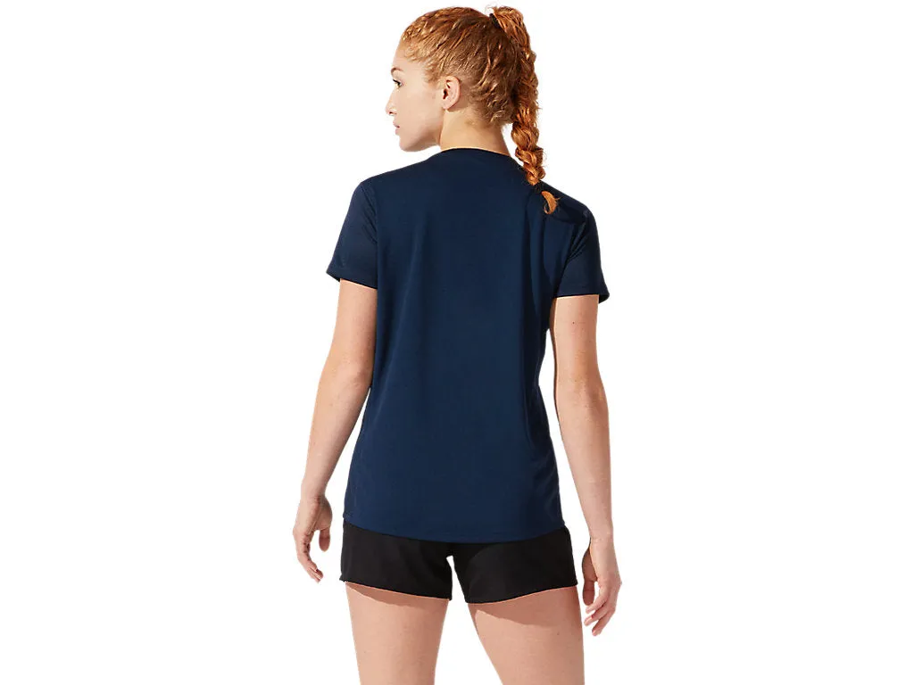 ASICS SILVER SHORT SLEEVED TOP - FRENCH BLUE