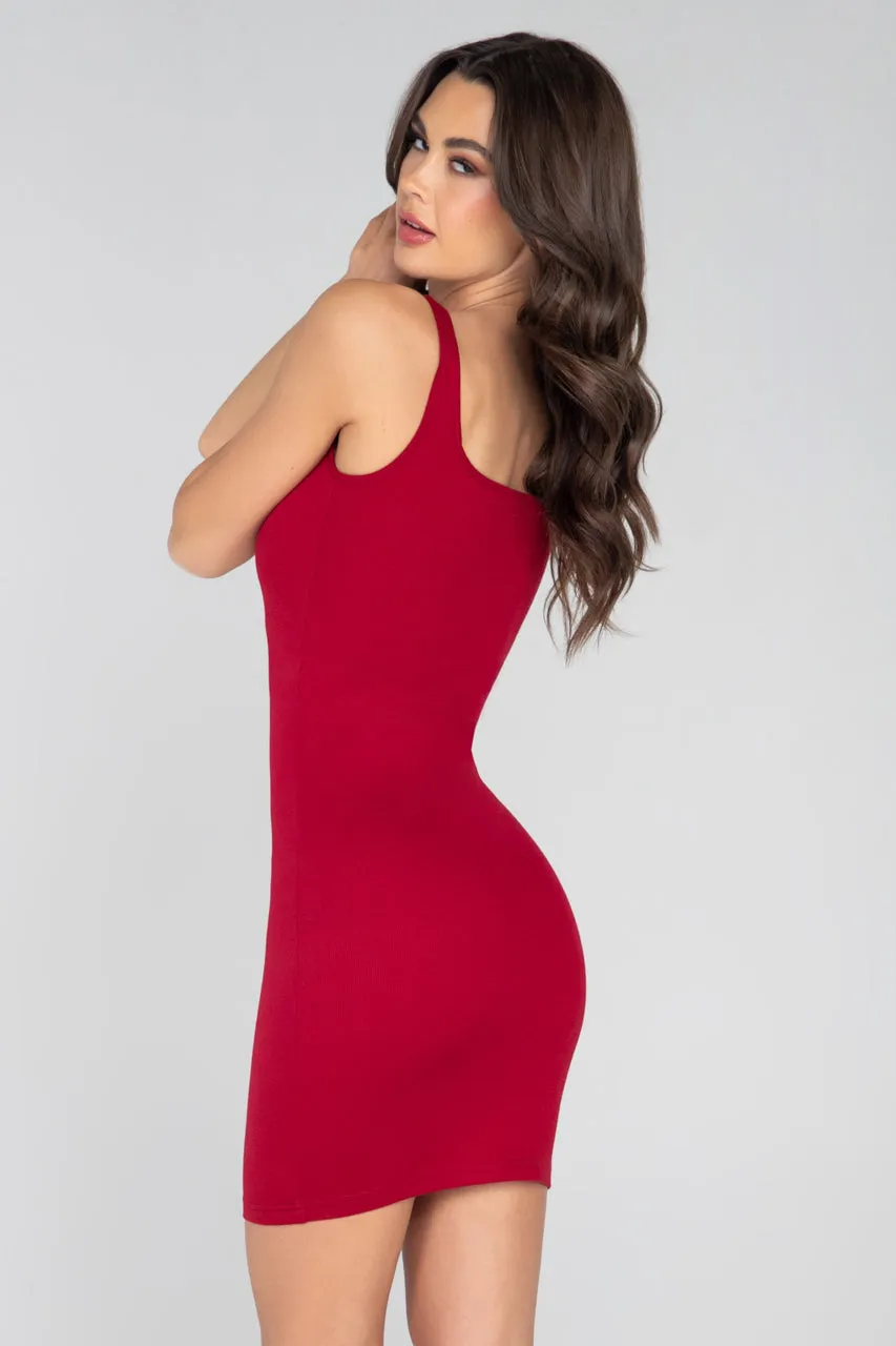 Basic Above the Knee Ribbed Dress