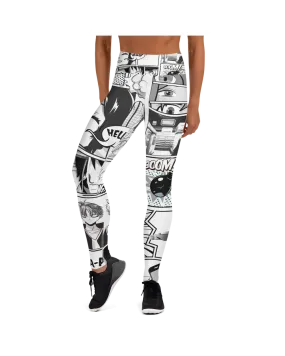 Black and White Comic Yoga Pants