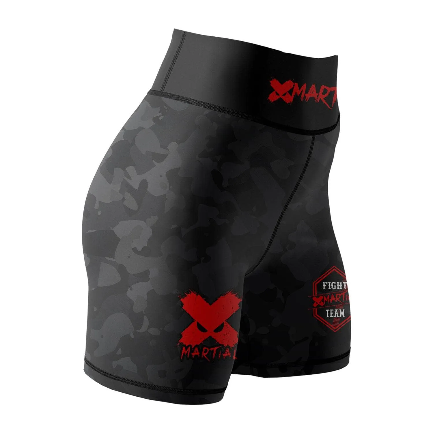 Black Camo Fight Team Women's BJJ/MMA Compression Shorts