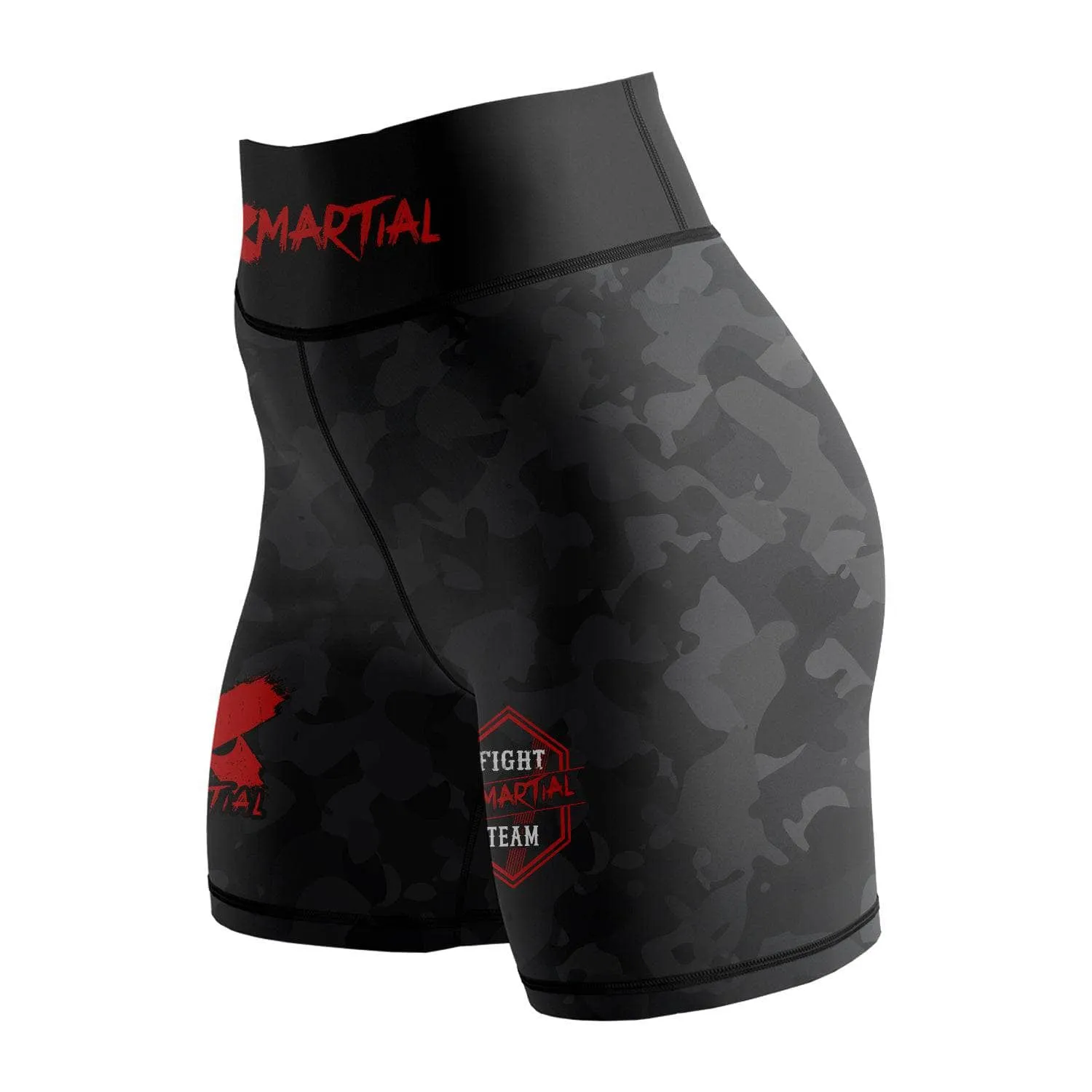 Black Camo Fight Team Women's BJJ/MMA Compression Shorts