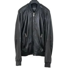 Black Leather Bomber Jacket