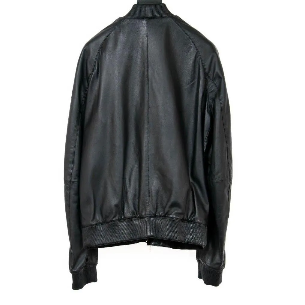 Black Leather Bomber Jacket