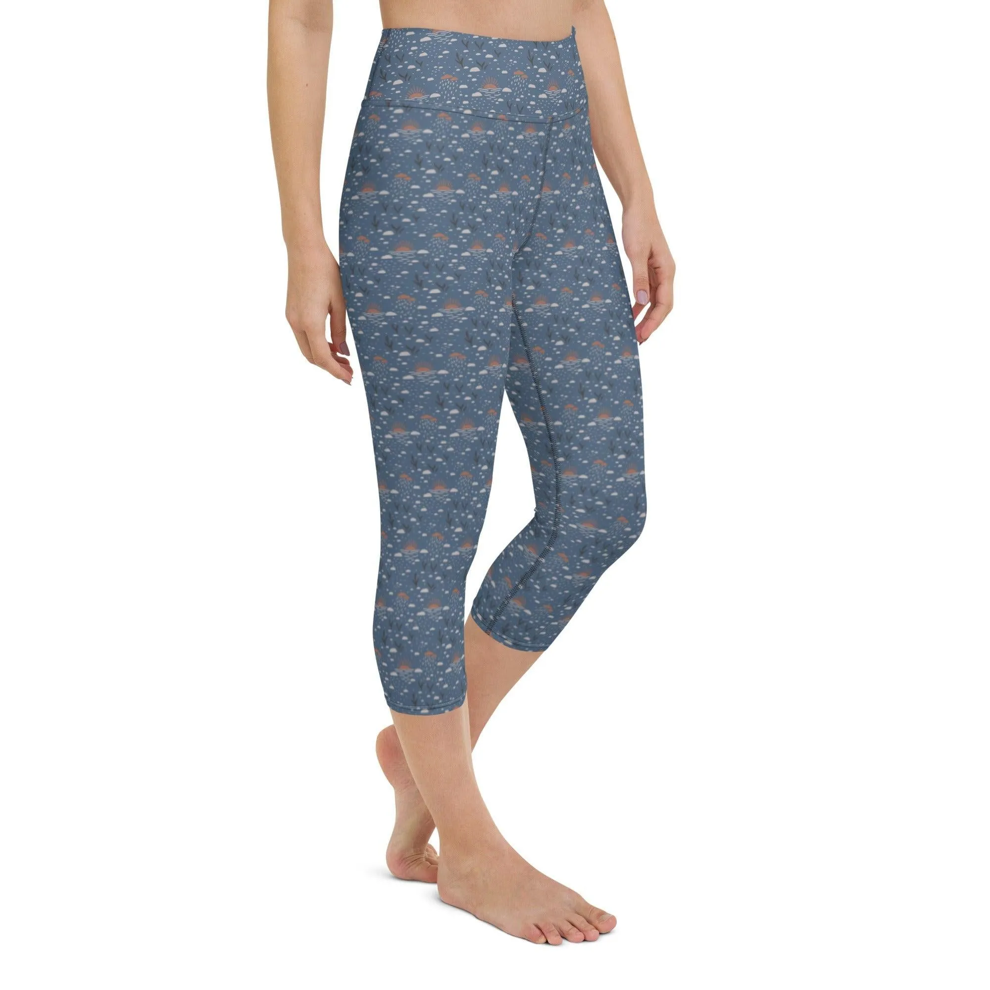 Blue Romantic Earth Women's Capri Yoga Pants