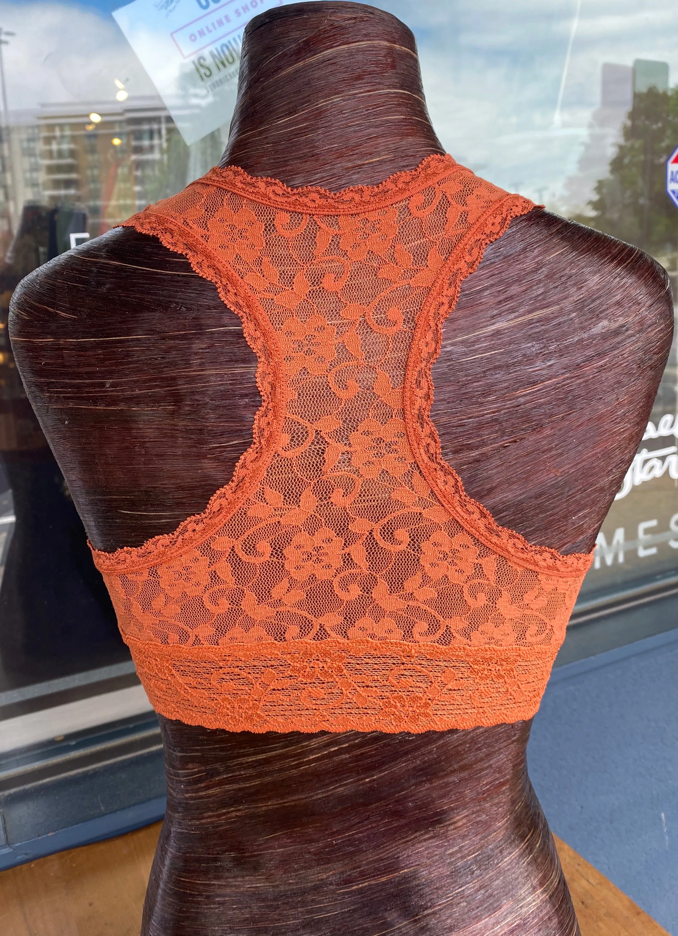 Burnt Orange Lace Racerback Bralette