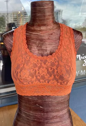 Burnt Orange Lace Racerback Bralette