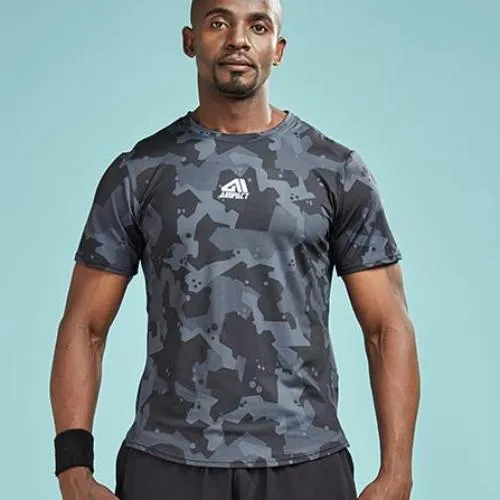 Camouflage Geometric Print Compression Shirts