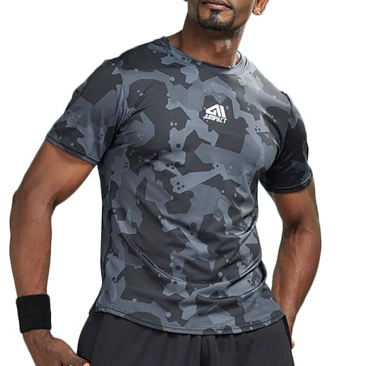 Camouflage Geometric Print Compression Shirts