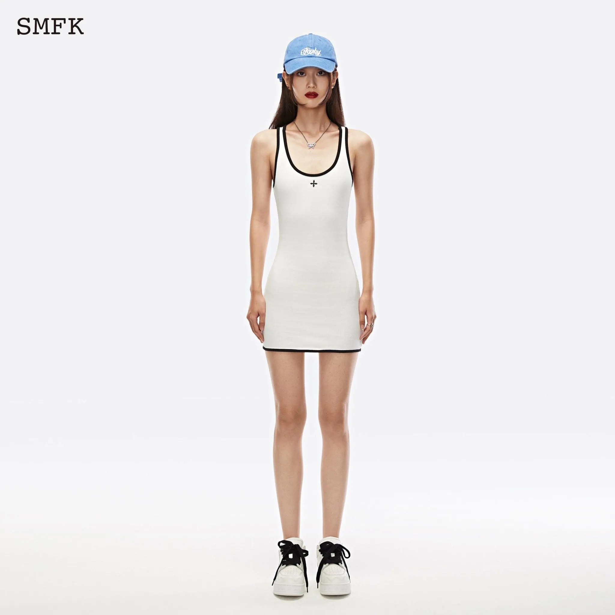 Compass Cross Vintage Tennis Tank Dress White