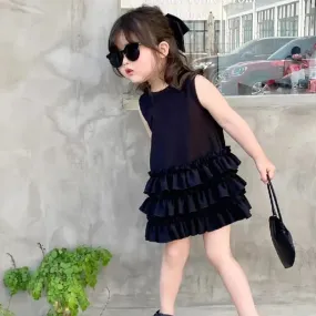 Dresses Summer For Korean Girls' Black Tank Top Princess Dress Kids Party Girls Dress Kids Girl Fashion Dresses Girl Clothing X4548680