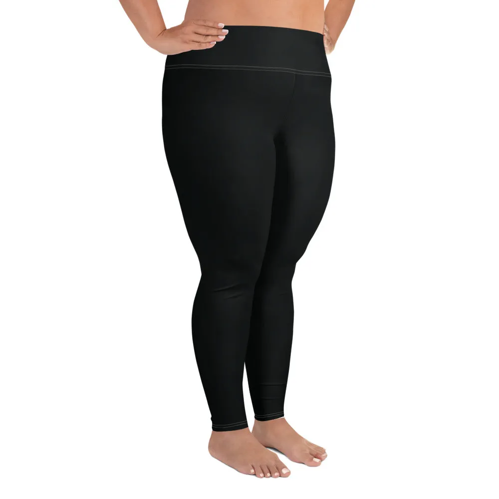 Feel the Flex: Plus Size Solid Color Yoga Pants for Her - Noir