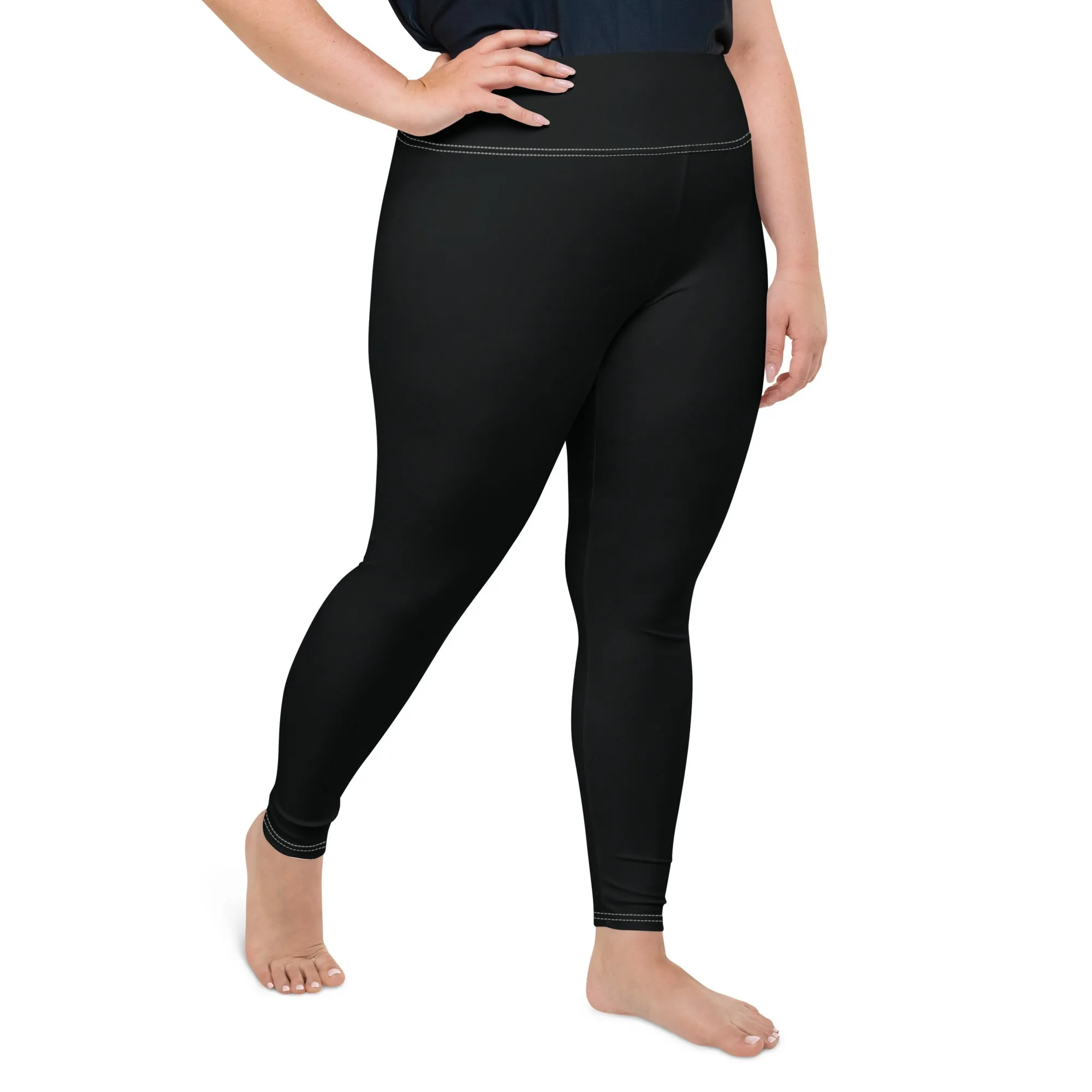 Feel the Flex: Plus Size Solid Color Yoga Pants for Her - Noir