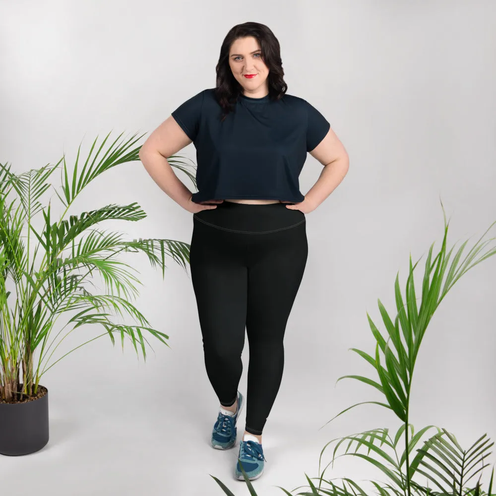 Feel the Flex: Plus Size Solid Color Yoga Pants for Her - Noir