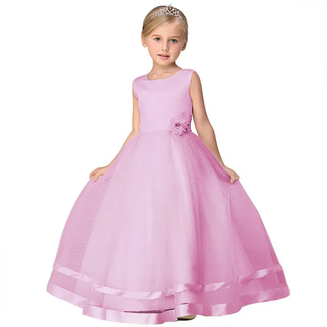 Flower Girls Dress With Ribbon Belt