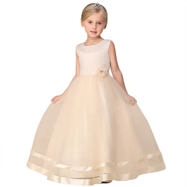 Flower Girls Dress With Ribbon Belt