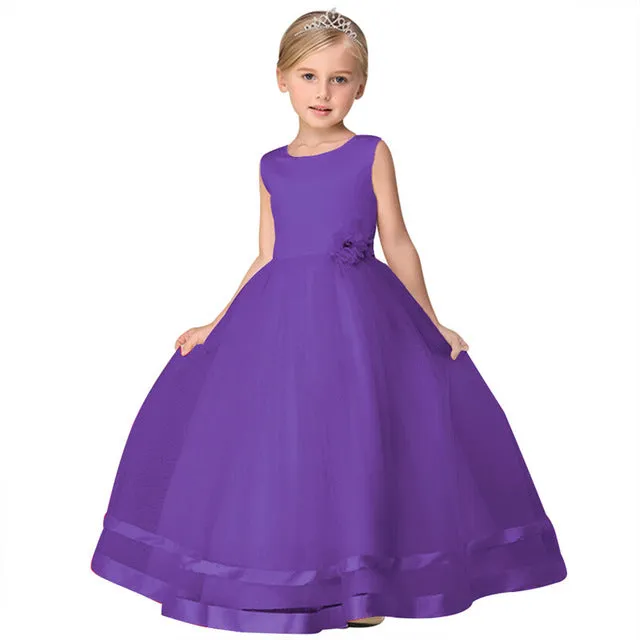 Flower Girls Dress With Ribbon Belt