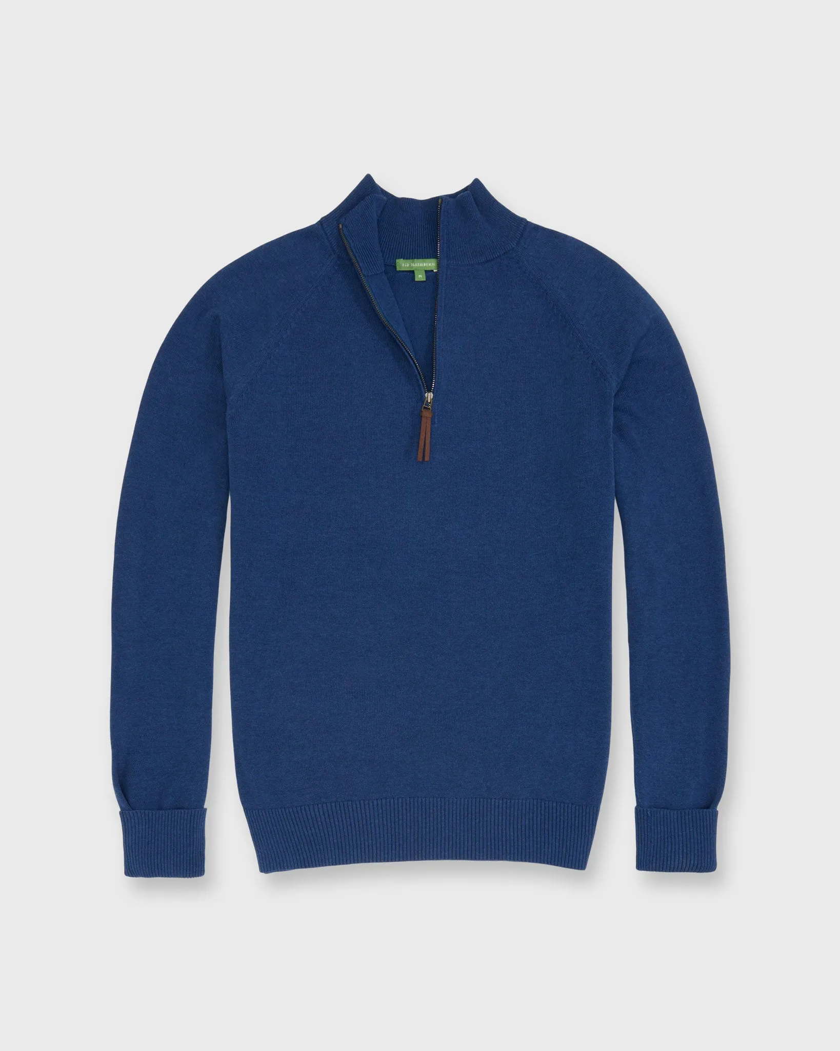 Half-Zip Sweater in Heather Marine Cotton