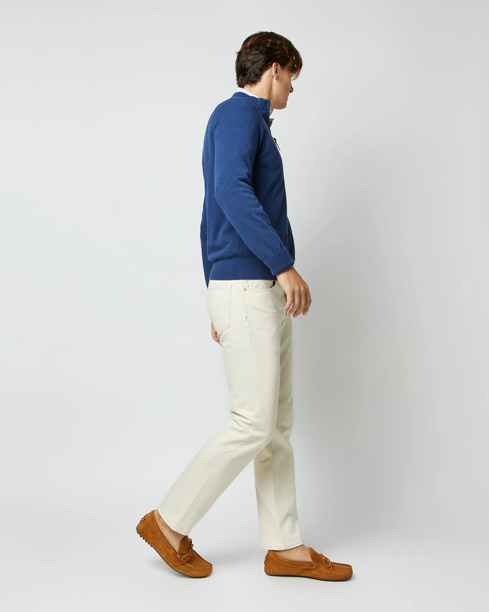 Half-Zip Sweater in Heather Marine Cotton