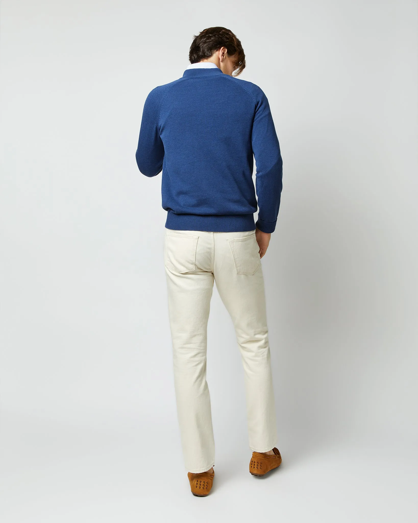 Half-Zip Sweater in Heather Marine Cotton