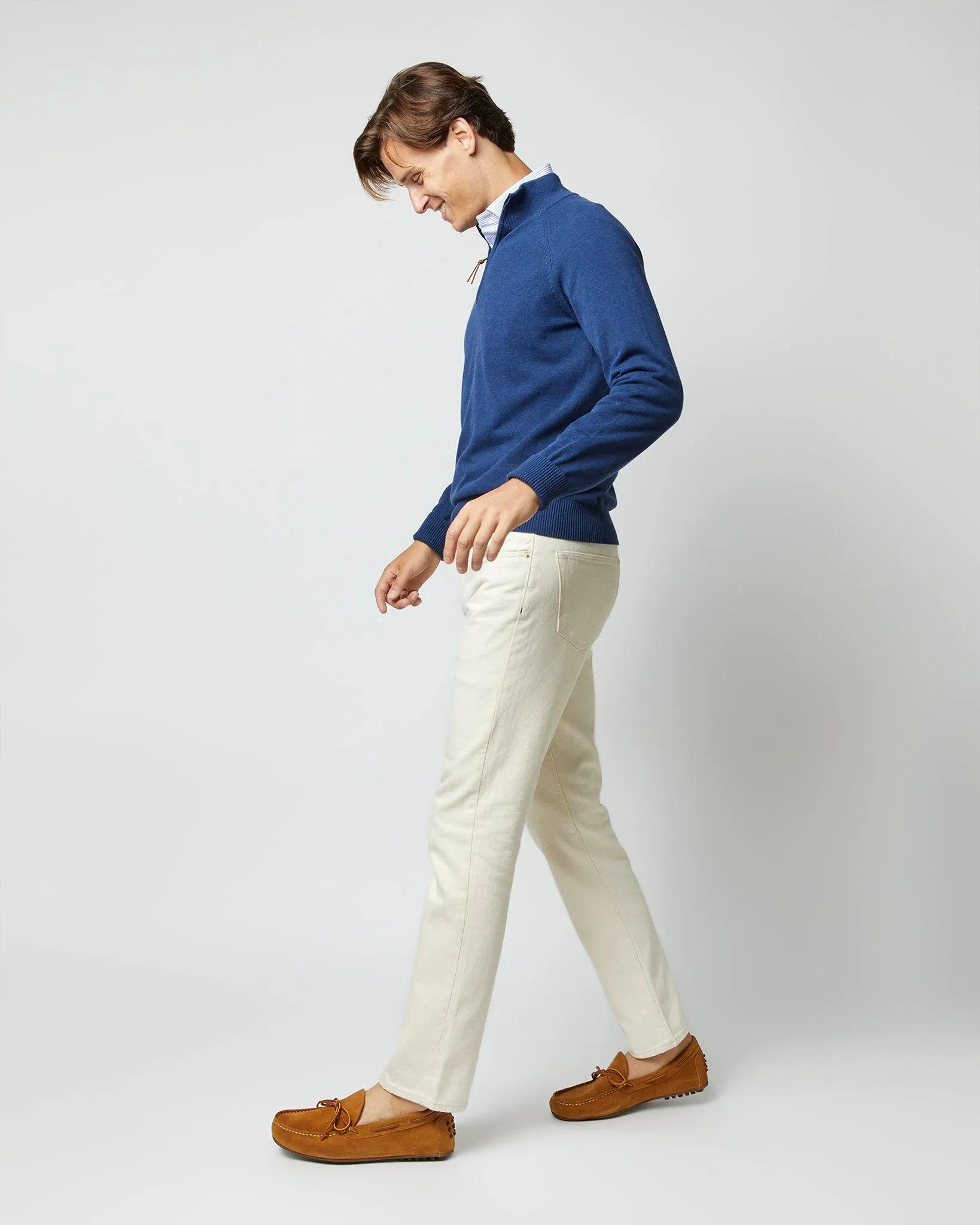 Half-Zip Sweater in Heather Marine Cotton