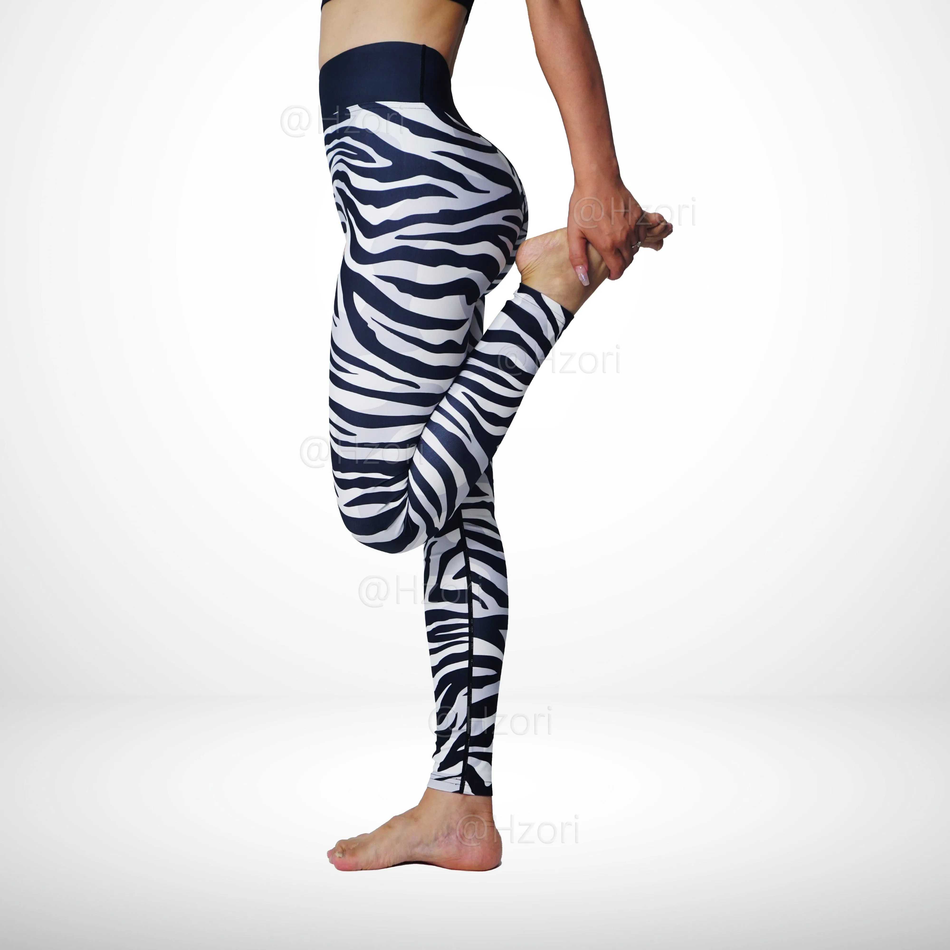 HZORI® |High Waist Printed Yoga Pants for Women, Tummy Control Running Sports Workout Yoga Leggings | Zebra-stripe Style