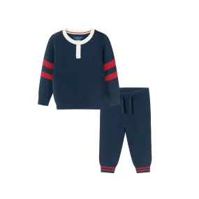 Infant Knit Henley Sweater & Pants Set | Navy