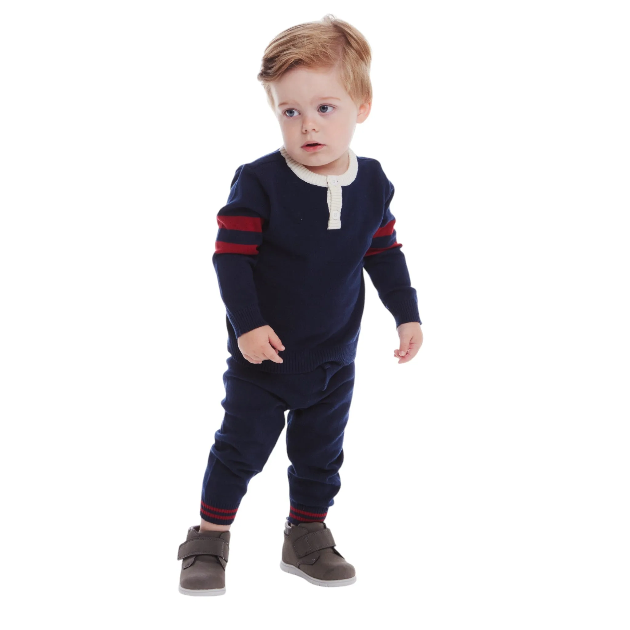 Infant Knit Henley Sweater & Pants Set | Navy