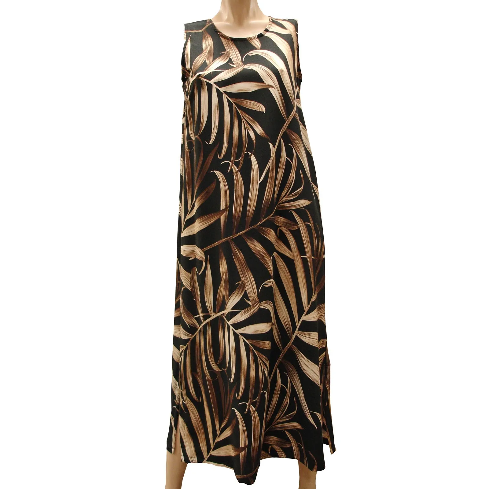 Islander Fronds Black Long Tank Dress