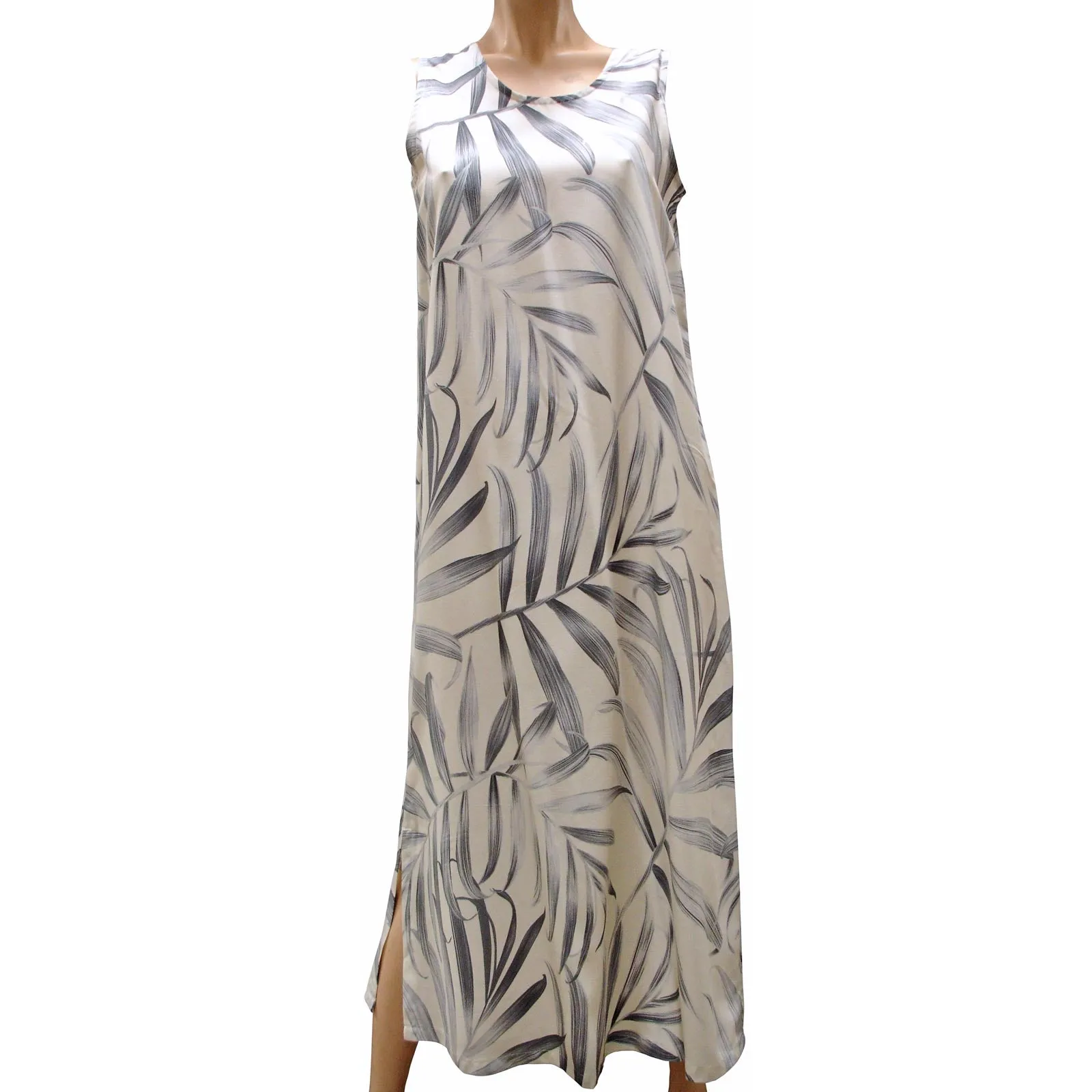 Islander Fronds Cream Long Tank Dress