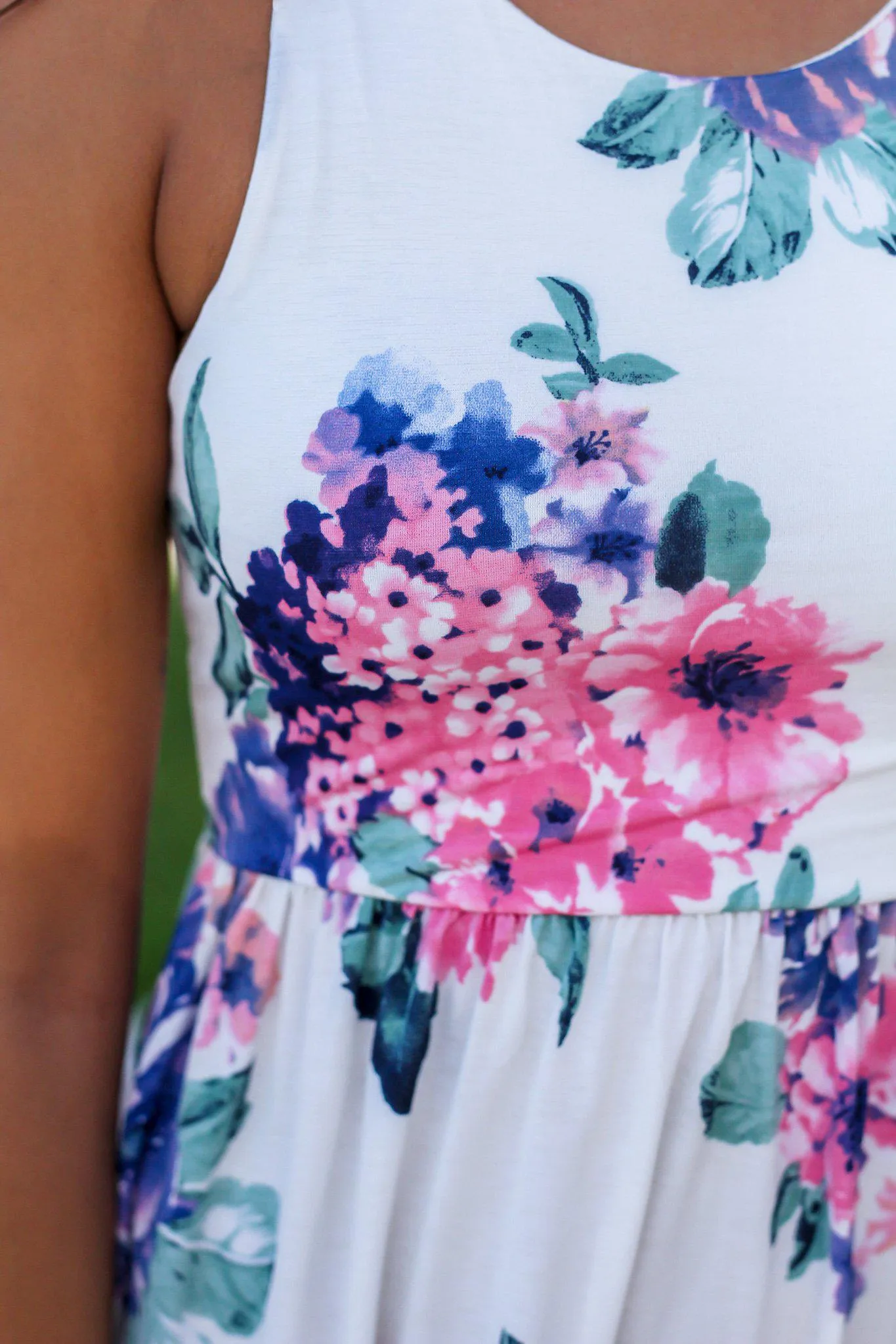 Ivory Floral Racerback Short Dress