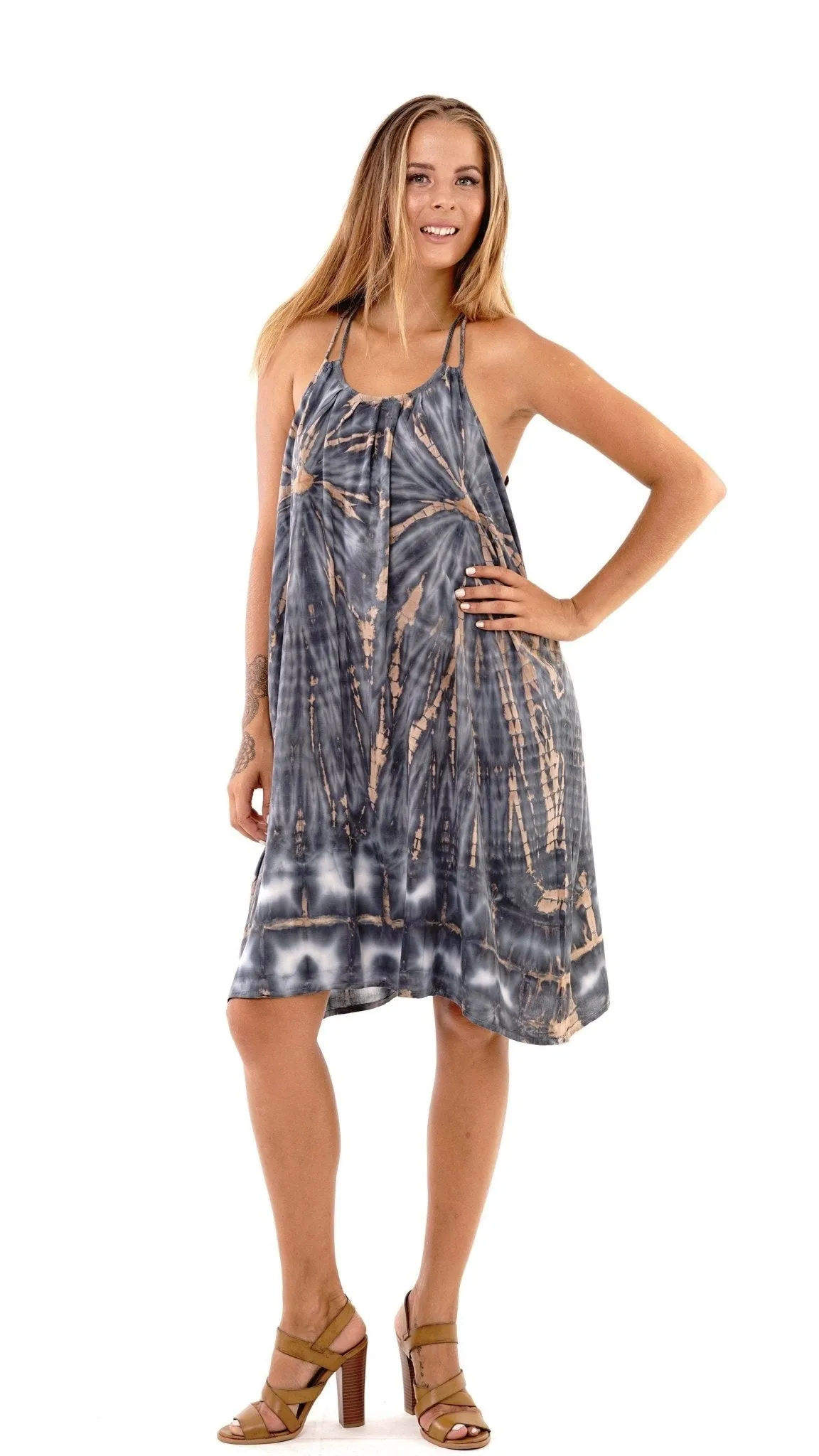 Lilith Tie Dye Batik Short Summer Dress