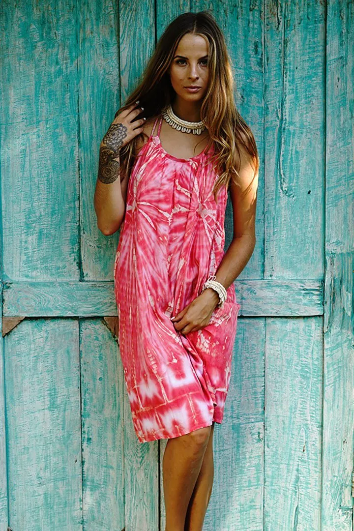 Lilith Tie Dye Batik Short Summer Dress