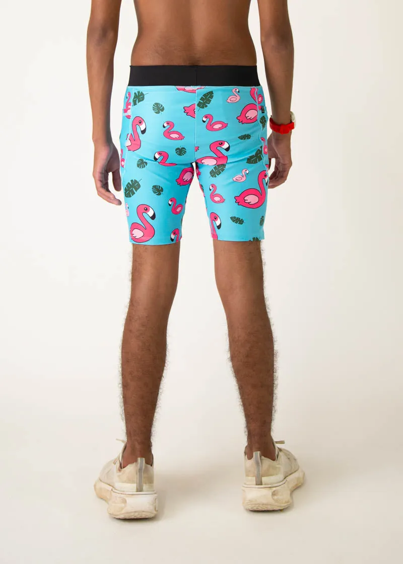 Men's Blue Flamingo 8" Half Tights