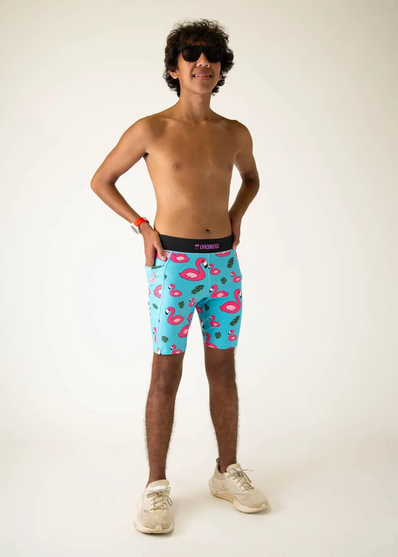 Men's Blue Flamingo 8" Half Tights