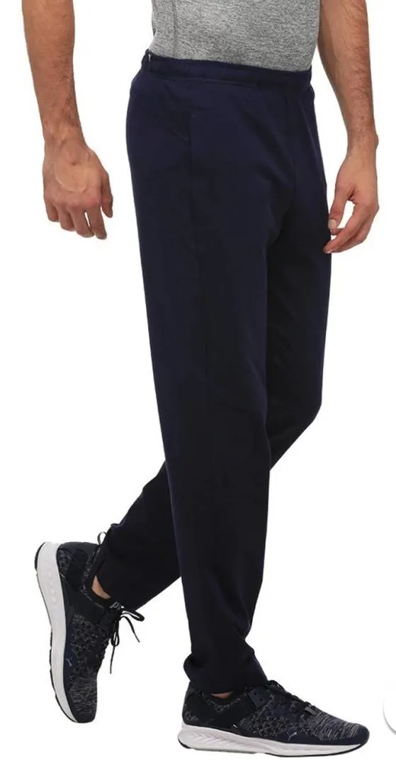 Men's Blue Solid Polycotton Regular Trackpants