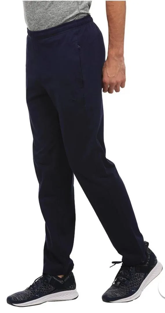 Men's Blue Solid Polycotton Regular Trackpants