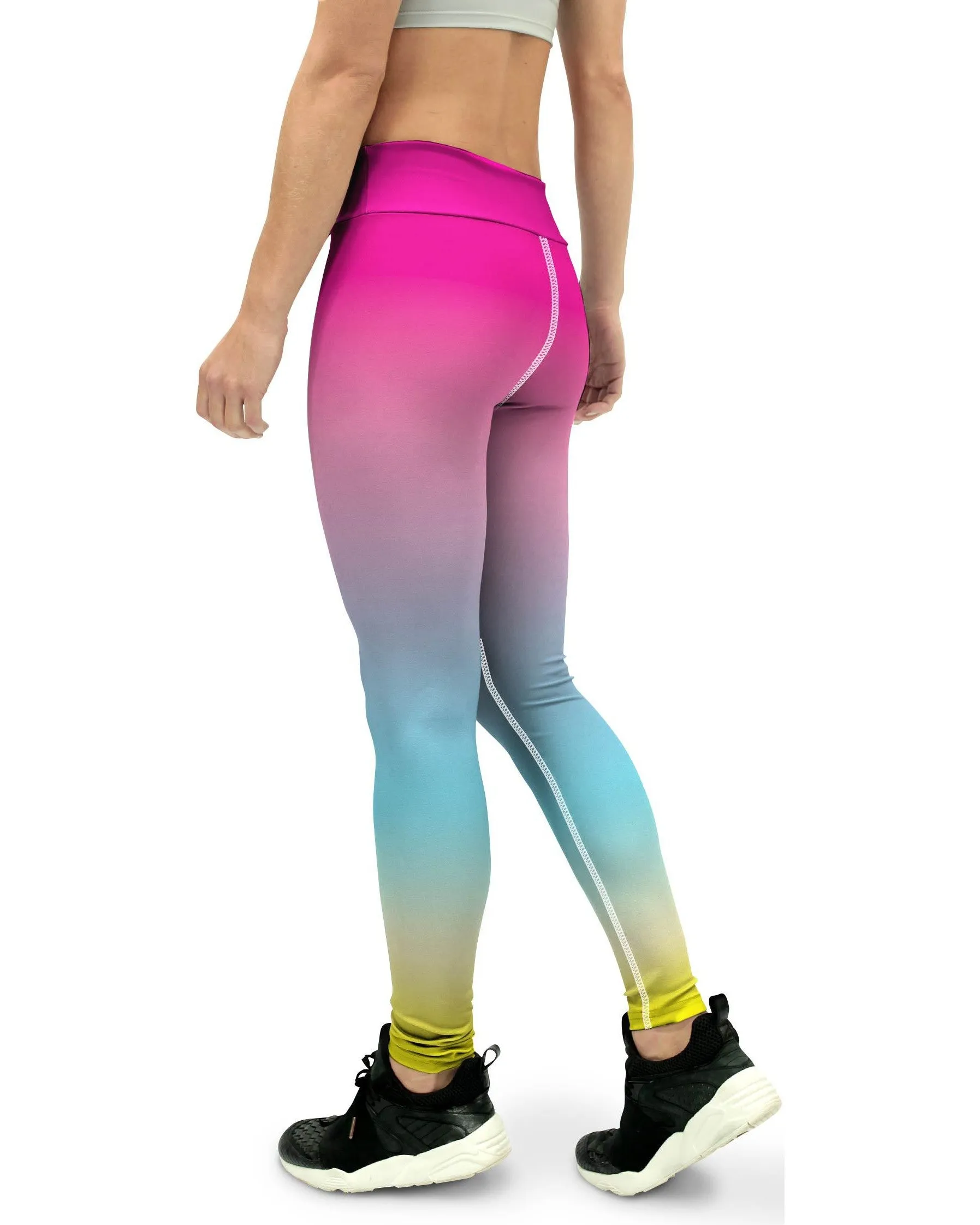 Ombre Pink to Yellow Yoga Pants