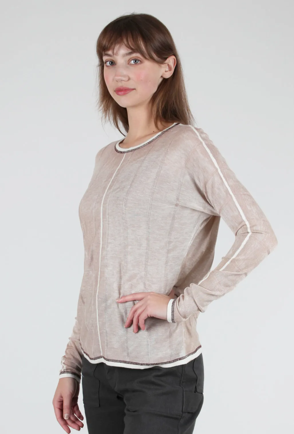 Overdye Cover-Stitch Pullover, Oak