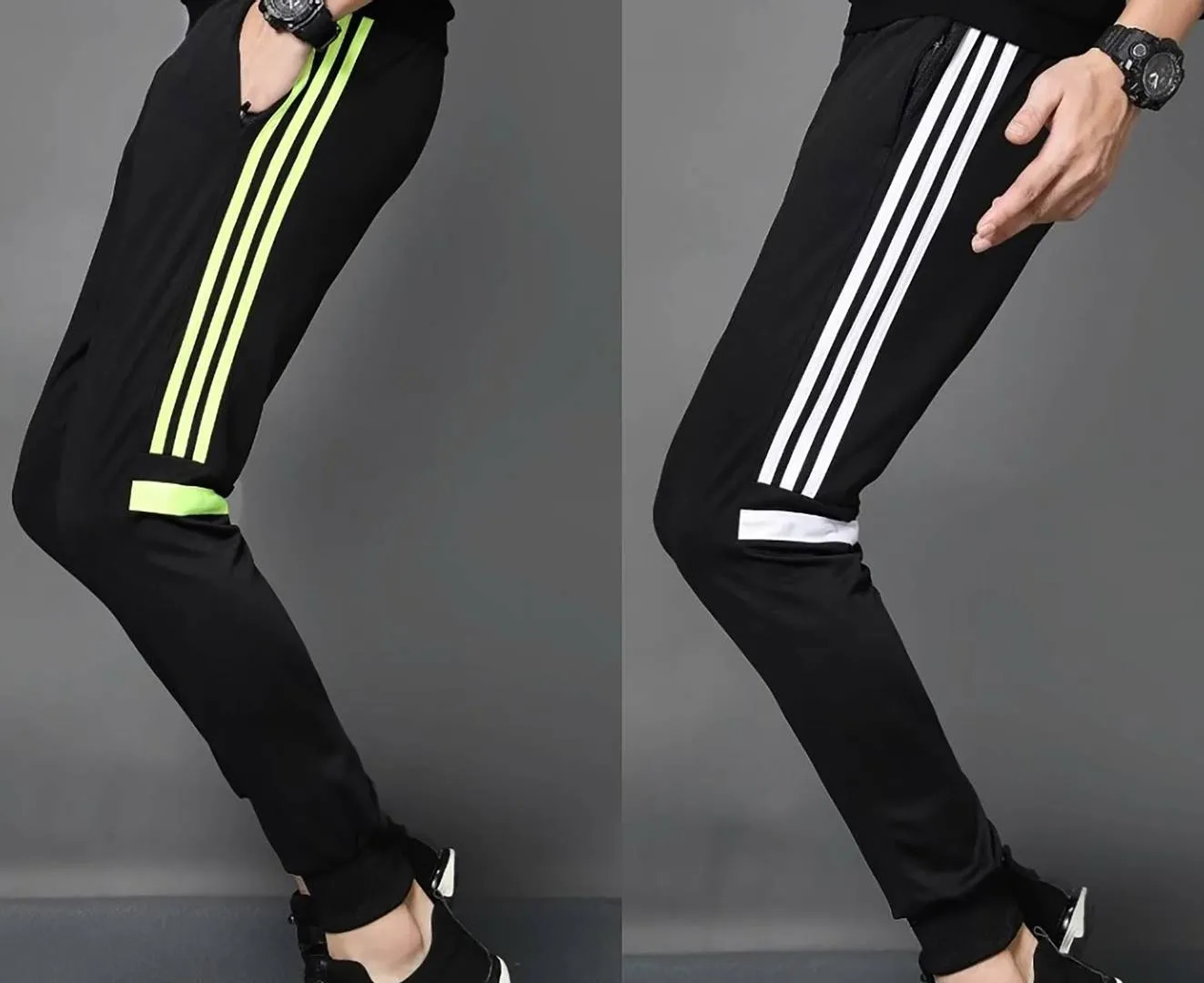 Pack Of 2 Striped Polyester Trendy Joggers