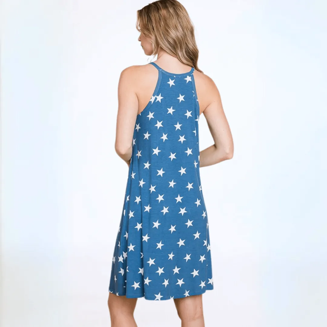 Patriotic Stars Racerback Tank Dress Made in USA