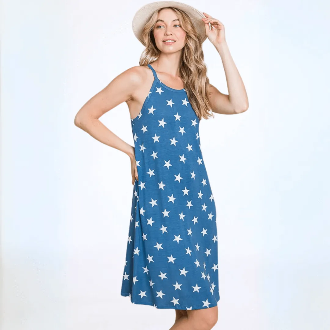 Patriotic Stars Racerback Tank Dress Made in USA