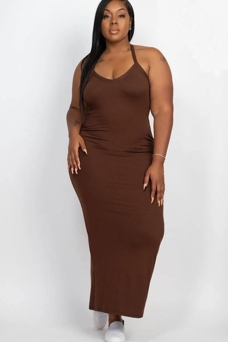 Plus Size Brown Bodycon Maxi Dress