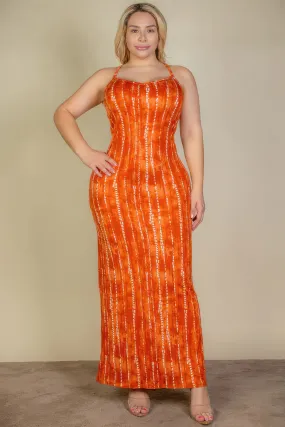 Plus Size Casual Orange Bodycon Maxi Dress