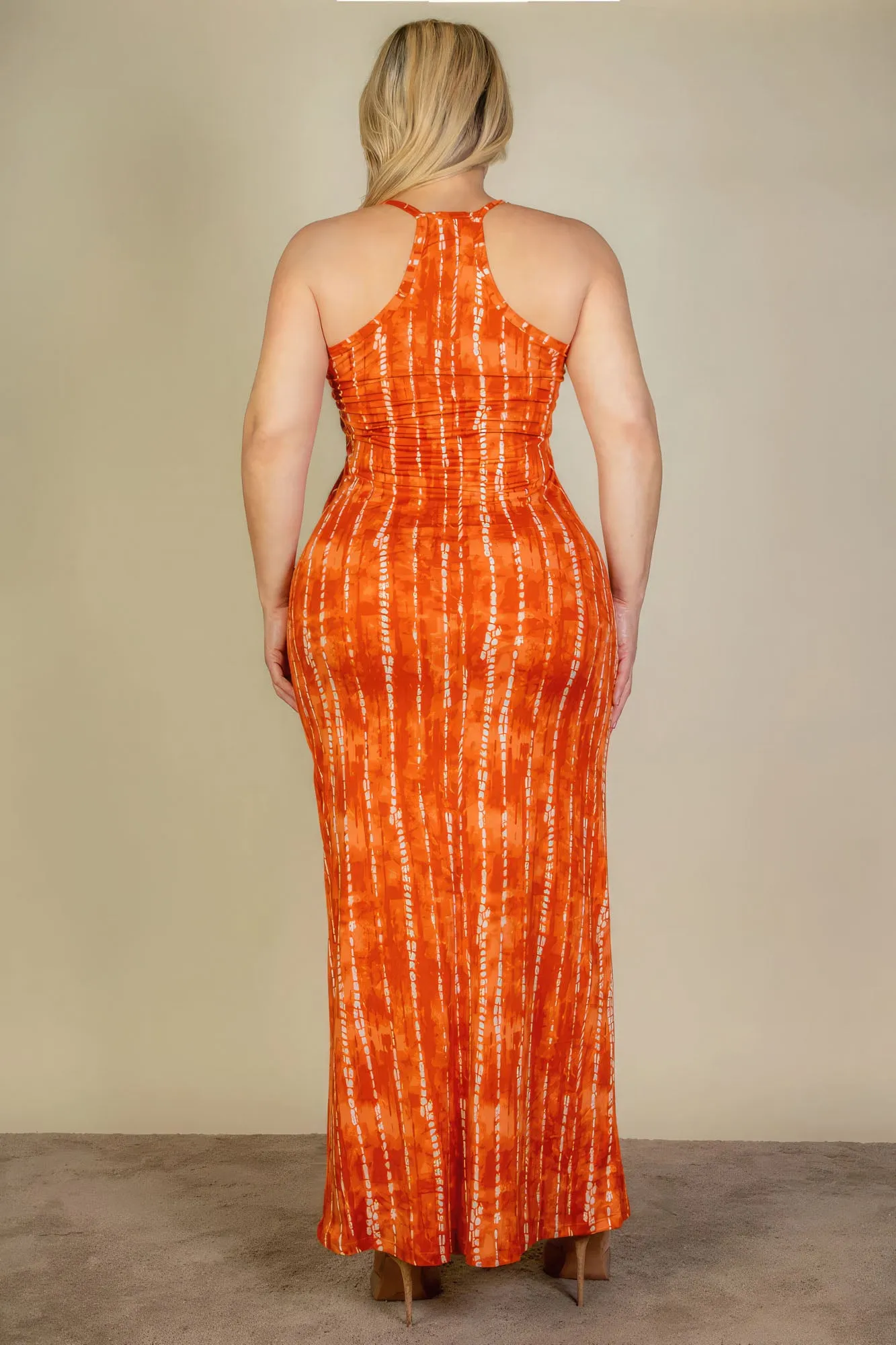 Plus Size Casual Orange Bodycon Maxi Dress