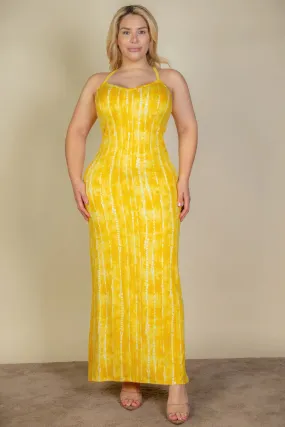 Plus Size Casual Yellow Bodycon Maxi Dress