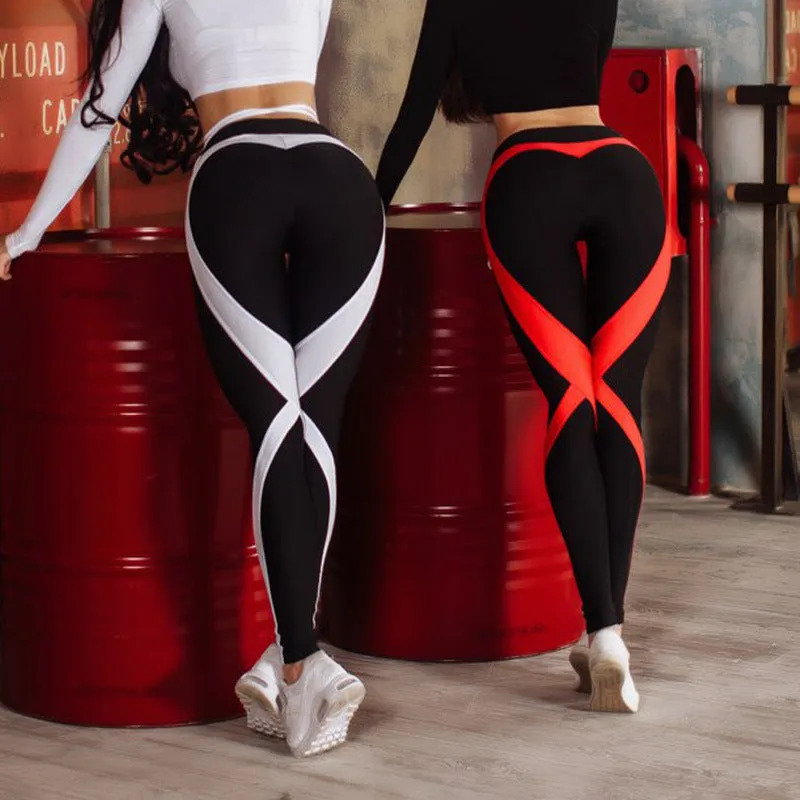 Red and white stripes x fitness yoga leggings