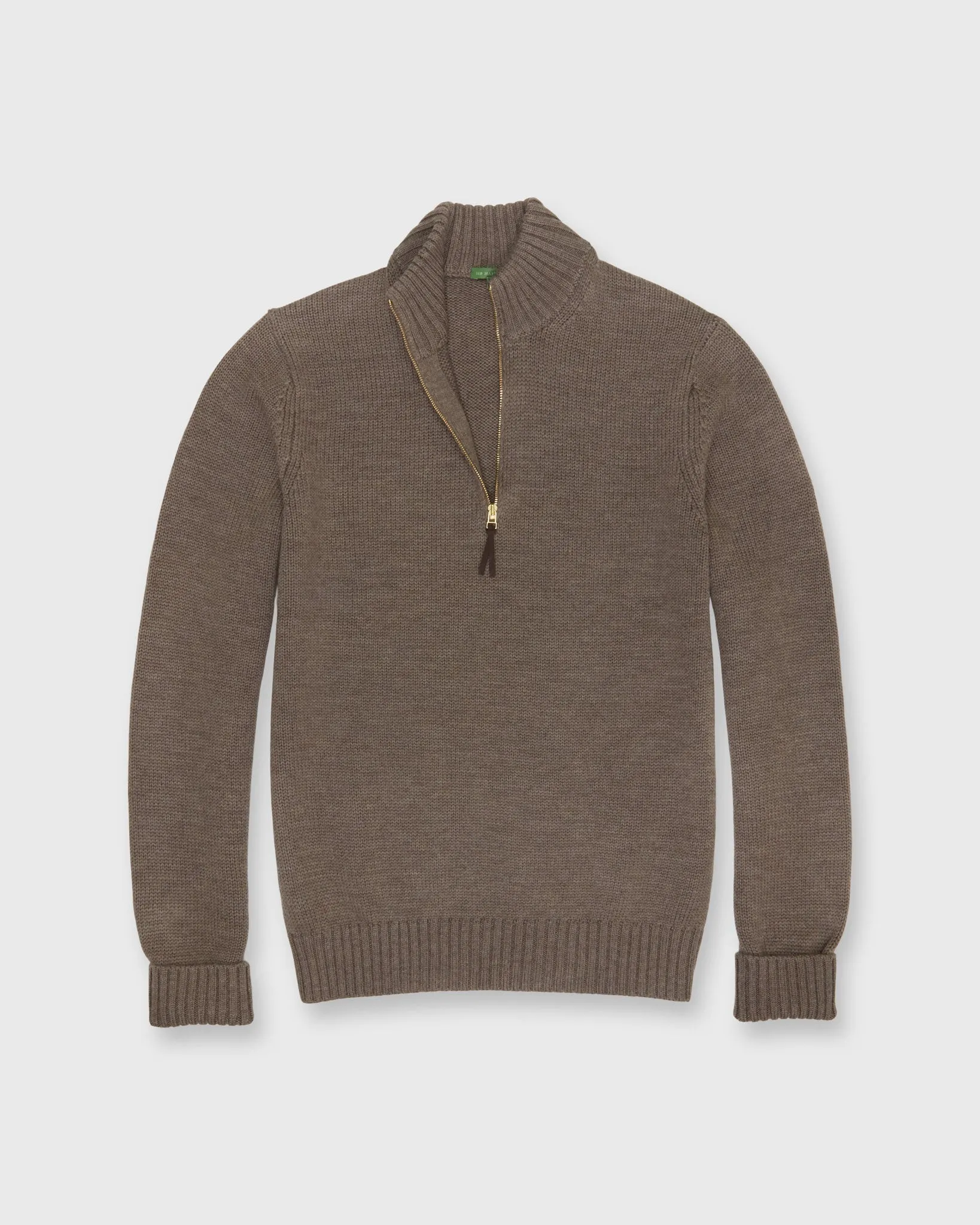 Rugged Half-Zip Sweater in Heather Mocha Extra Fine Merino