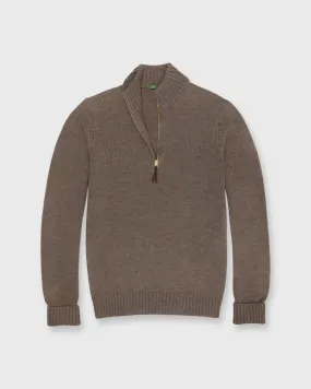 Rugged Half-Zip Sweater in Heather Mocha Extra Fine Merino