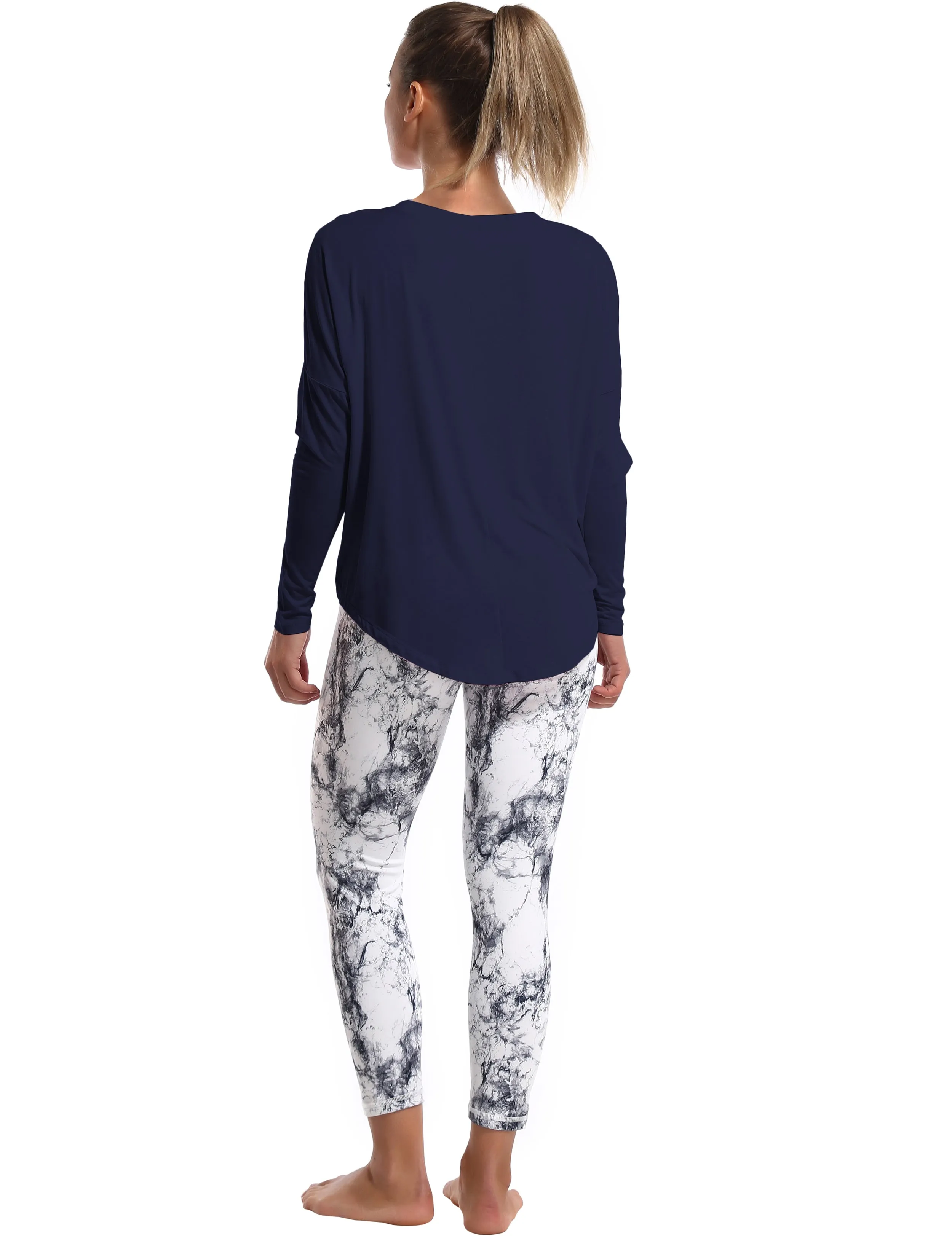 Running Batwing Tunic Tops darknavy_Running