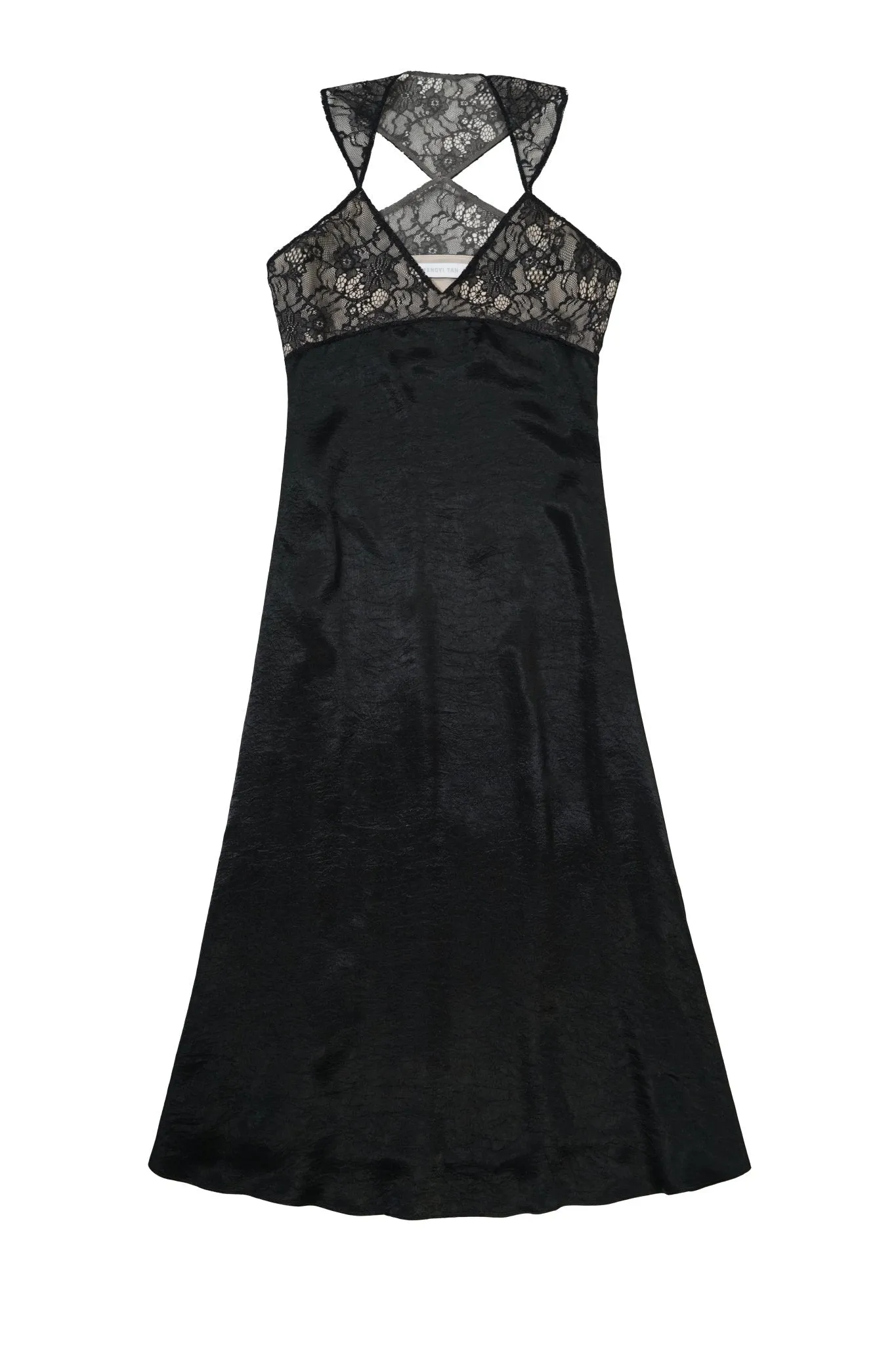 Satin Paneled Lace Tank Dress